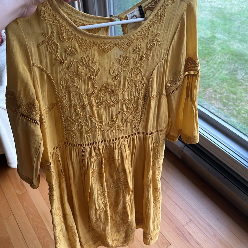Anthropologie mini tunic dress- yellow, xs